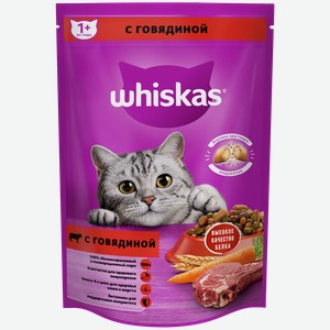 Сухой корм WHISKAS® для кошек «Вкусные подушечки с нежным паштетом, с говядиной» 350 г