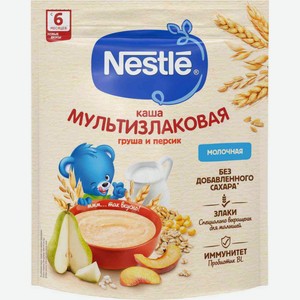 Детская каша молочная мультизлаковая Nestle с грушей и персиком, с 6 месяцев, 200 г