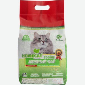Наполнитель для кошек Homecat Ecoline зелёный чай, 6 л
