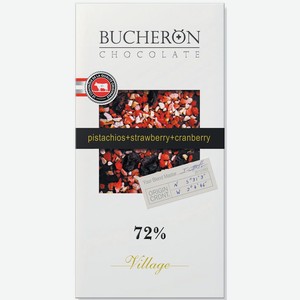 Шоколад горький Bucheron с клюквой, клубникой и фисташками 72 % какао 100 г