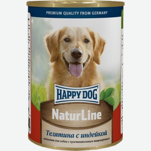Happy Dog Natur Line консервы для собак Телятина и индейка 410 г