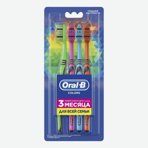 Зубные щетки Oral-B Color Collection Семейный набор средняя жесткость 4 шт