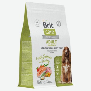 Корм сухой для собак Brit Care Dog Adult M Healthy Skin&Shiny Coat индейка лосось, 3 кг