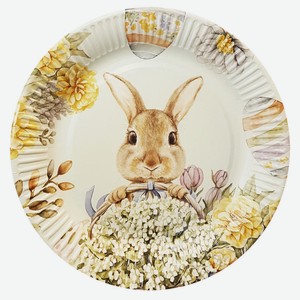 Тарелки бумажные Пасхальный кролик d 23 см, 6 шт