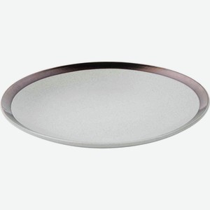 Тарелка обеденная с каймой керамика цвет: фисташковый/темное золото 27,2 см