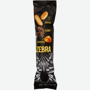Вафли Zebra глазированные мягкая карамель, арахис, изюм ф/пак кдв 40 г