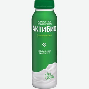 260г Йогурт Питьевой 1,8% Актибио Натуральный Бзмж