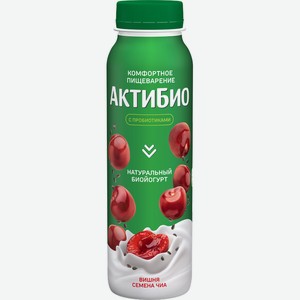 260г Йогурт Питьевой 1,5% Актибио Вишня/сем Чиа Бзмж