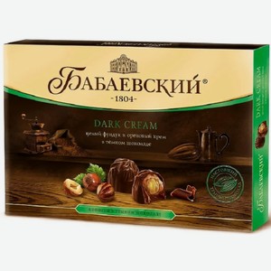 Набор конфет Бабаевский Dark Cream целый фундук и ореховый крем в темном шоколаде, 200 г, подарочная упаковка