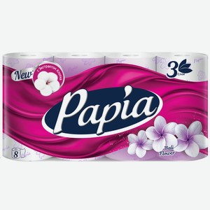 Туалетная бумага Papia Балийский цветок 3 слоя, 8шт