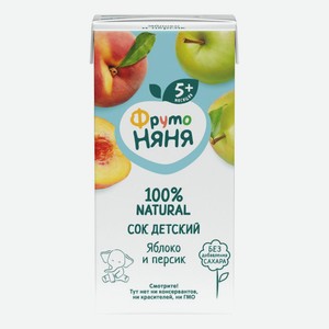 Сок детский ФрутоНяня яблоко-персик неосветленный стерилизованный с 5 месяцев 200 мл