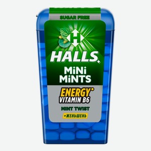 Леденцы Halls Mini Mints Энерджи Витамин В6 + Женьшень со вкусом мяты и ментола 12,5 г