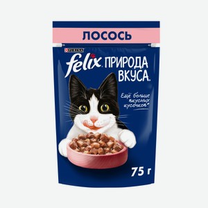 Влажный корм Felix Природа вкуса для взрослых кошек, с лососем в соусе 75 г