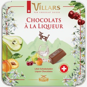 Конфеты Villars ассорти молочный шоколад-алкогольная начинка, 250г