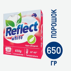 Порошок стиральный Reflect White для стирки белого и светлого белья концентрированный, 650г