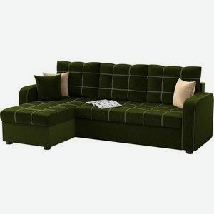 Угловой диван Мебелико Ливерпуль микровельвет зеленый левый угол