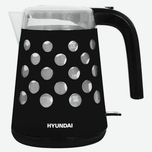 Чайник электрический Hyundai HYK-G2012, 2000Вт, черный и прозрачный