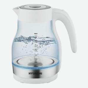 Чайник электрический Hyundai HYK-G3802, 2200Вт, белый и серебристый