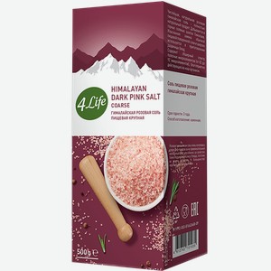Соль розовая 4Лайф гималайская крупная Майнекс Интернешнл кор, 500 г