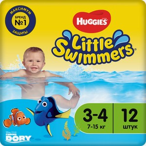 Трусики-подгузники для плавания Huggies Little Swimmers 3-4 (7-15кг), 12шт