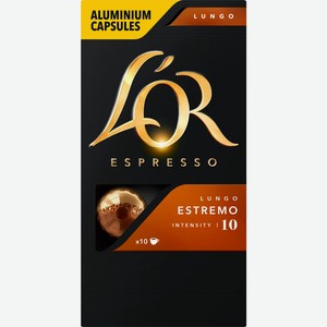 Кофе молотый в капсулах L OR Espresso lungo estremo натур. жареный к/уп, Франция, 10 кап