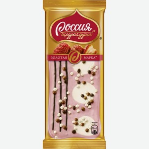Шоколад молочный Россия щедрая душа Золотая Марка Дуэт в клубничном 85г