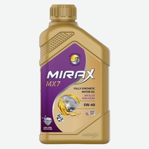 Масло моторное синтетическое MIRAX MX7 SAE 5W-40 API SL/CF, ACEA A3/B4 1л