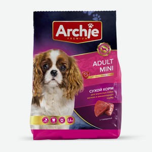 Сухой корм Archie Premium для собак мелких пород с говядиной 600г (Окей)