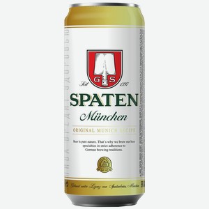 Пиво ШПАТЕН Мюнхен светлое, ж/б, 0.45л