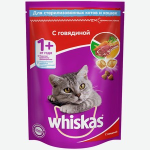 Корм для кошек Whiskas Паштет с говядиной, 350 г, zip-пакет