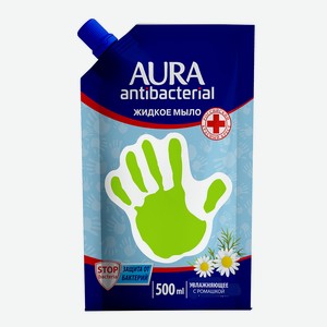 Мыло жидкое Aura с антибактериальным эффектом Ромашка дой-пак 500мл