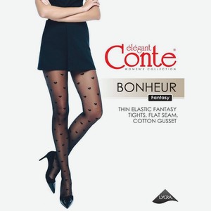 Колготки женские Conte fantasy bonheur 20 Den - Nero, Однотонный, 4