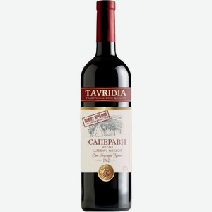 Вино Tavridia Саперави Мерло красное полусладкое 10-12 % алк., Россия, 0,75 л