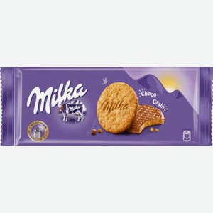 Печенье овсяное Milka с молочным шоколадом, 168 г