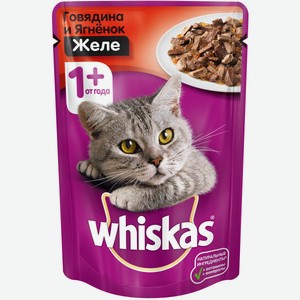 Корм для кошек Whiskas Желе с говядиной и ягненком, 85 г