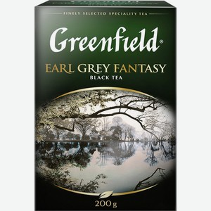 Чай черный GREENFIELD Earl grey fantasy с ароматом бергамота листовой к/уп, Россия, 200 г