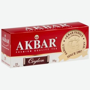 Чай черный Akbar Сeylon медаль, цейлонский, 50 г