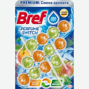 Туалетный блок Bref Perfume Switch Cочный персик - яблоко, 3 шт