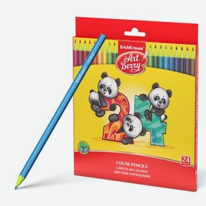 Пластиковые цветные карандаши шестигранные Artberry 24 цветов