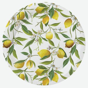 Тарелки бумажные одноразовые Лимоны 18 см, 6 шт