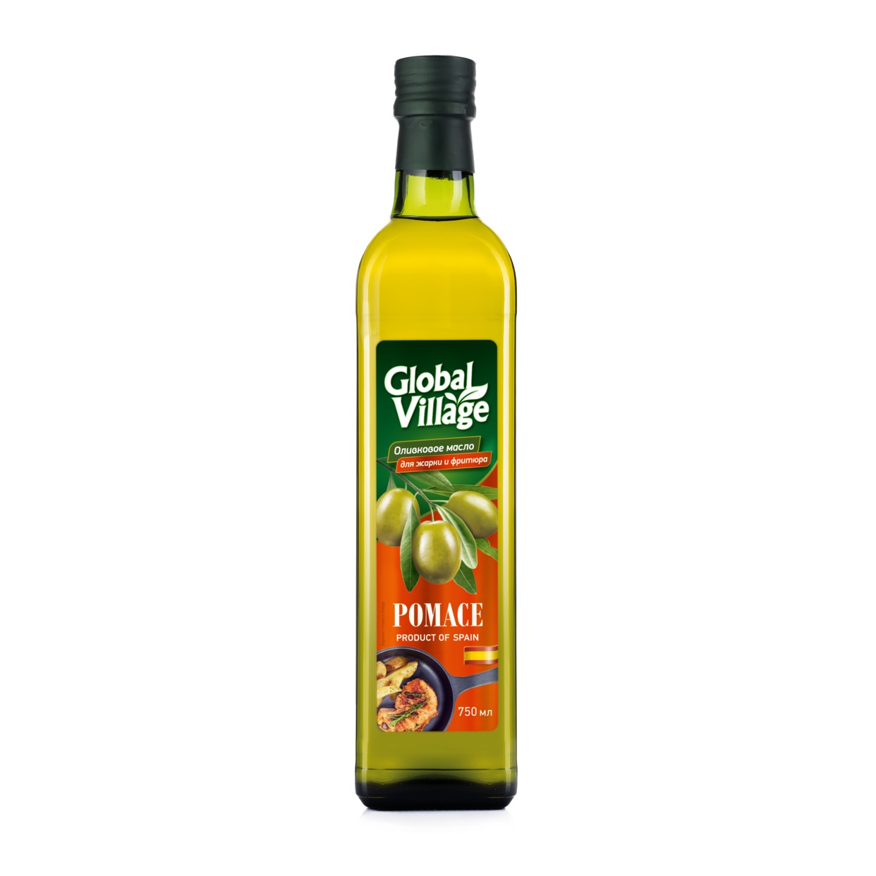 Масло оливковое рафинированное из жмыховых выжимок с добавлением масла оливкового нерафинированного , ТМ «Global Village», 750мл