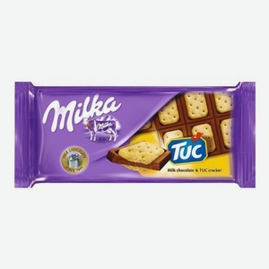 Шоколад Milka молочный с соленым крекером Tuc 87 г