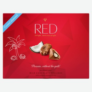 Конфеты RED из молочного шоколада с кокосовой начинкой 132г
