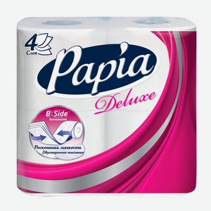 Туалетная бумага Papia делюкс 4шт 4-х белая