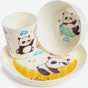 Набор детской посуды Lalababy Play with Me Panda (тарелка, миска, стакан), LA1105