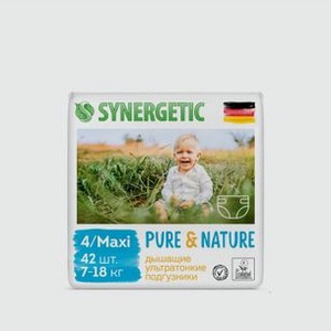 Подгузники дышащие ультратонкие SYNERGETIC Pure&nature, Размер 4 / Maxi, 42шт 42 шт
