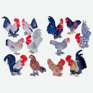 Набор фарфоровых фигурок KLIMA  Петух и курица , 12шт, 7см (Франция)