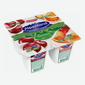 Йогуртный продукт Alpenland вишня нектарин-дикий апельсин 0,3% БЗМЖ 95 г