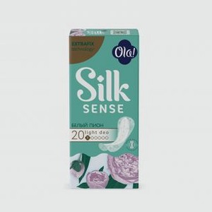 Прокладки тонкие женские ежедневные стринг-мультиформ OLA Silk Sense Light Белый Пион 20 шт