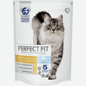 Корм для кошек с чувствительным пищеварением сухой Perfect Fit Лосось, 650 г